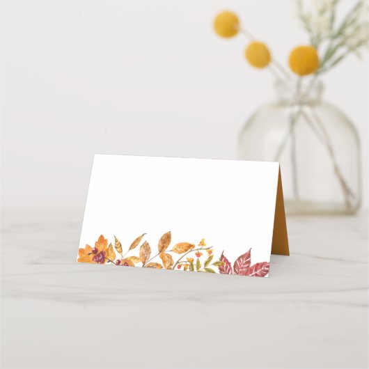 水彩紅葉ガーランド秋の結婚式 プレイスカード (正面)