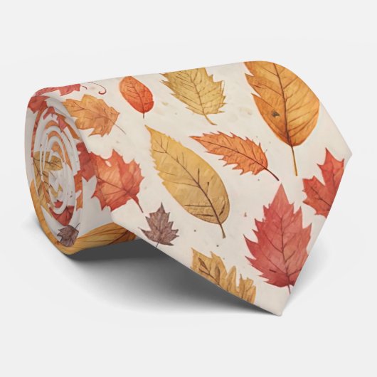 水彩紅葉シームレスパターン ネクタイ (ロール)