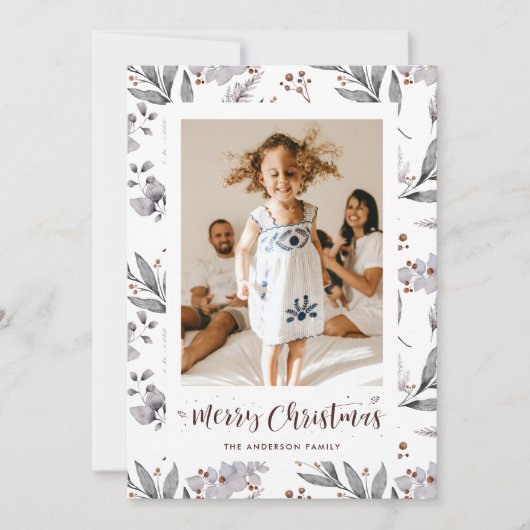 水彩紅葉フォトメリークリスマスカード シーズンカード (正面)