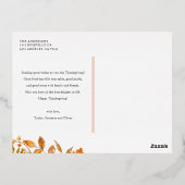 水彩紅葉フレームハッピー感謝祭 箔シーズンポストカード (裏面)