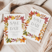 水彩紅葉フレーム秋日付の保存 案内ポストカード