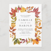 水彩紅葉フレームQRコー結婚ド インビテーションポストカード (正面)