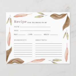 水彩紅葉ブライダルシャワーレシピカード