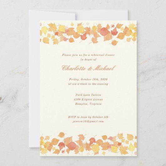 水彩紅葉リハーサルディナー招待状 招待状 (正面)