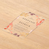 水彩紅葉リース秋の結婚式 アクリル招待状 (レイダウン)