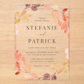 水彩紅葉リース秋の結婚式 アクリル招待状 (正面)