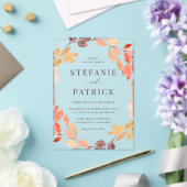 水彩紅葉リース秋の結婚式 アクリル招待状 (インサイチュ (ウェディング))