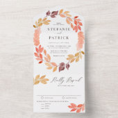 水彩紅葉リース秋の結婚式 オールインワン招待状 (内側)