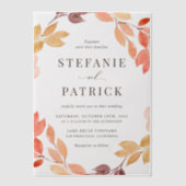 水彩紅葉リース秋の結婚式 ベラム紙招待状 (正面)