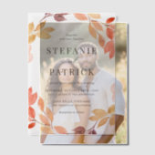 水彩紅葉リース秋の結婚式 ベラム紙招待状 (オフセット (カップル))
