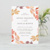 水彩紅葉リース結婚ズ 招待状 (スタンド正面)