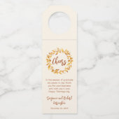 水彩紅葉リース。ボトルハンガーラベル ボトルネックタグ (正面)