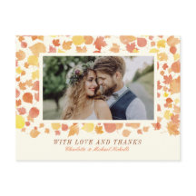 水彩紅葉写真ありがとうはがき