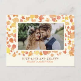 水彩紅葉写真ありがとうはがき ポストカード