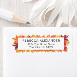 水彩紅葉差出人住所ラベル ラベル