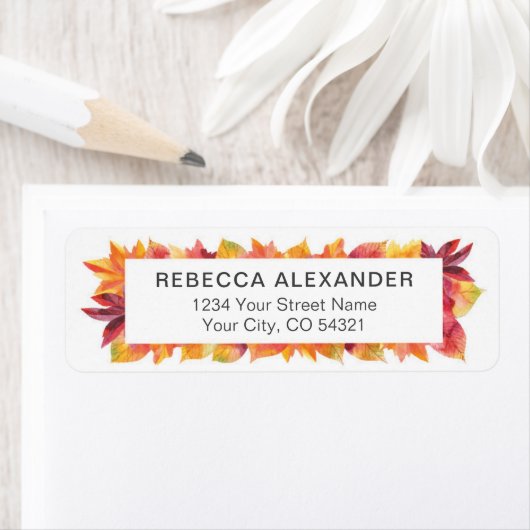 水彩紅葉差出人住所ラベル ラベル (インサイチュ)