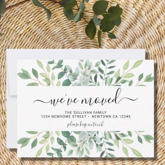 水彩紅葉引っ越しました発表カード 案内状