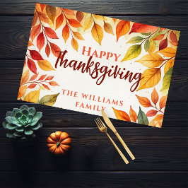 水彩紅葉感謝祭紙ランチョンマット ペーパーパッド