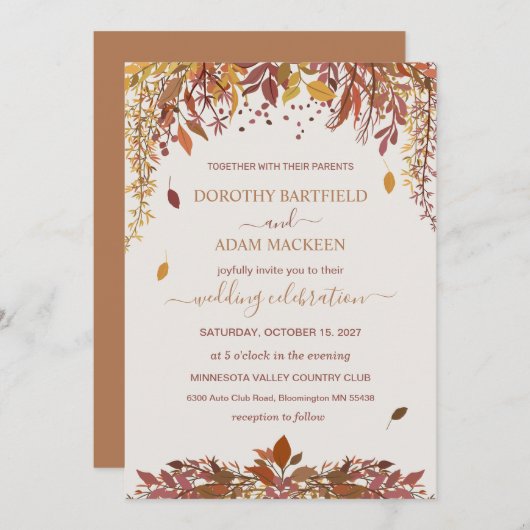 水彩紅葉結婚ズ 招待状 (正面/裏面)