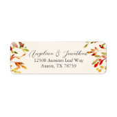 水彩紅葉結婚差出人住所 ラベル (正面)