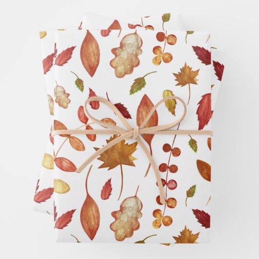 水彩紅葉自然 ラッピングペーパーシート (インサイチュ)