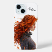 水彩紅葉赤頭ガールカスタマイズ可能 Case-Mate iPhoneケース (裏面)