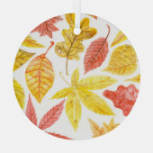 水彩紅葉、カラフルパターン。 ガラスオーナメント (裏面)