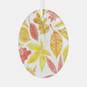 水彩紅葉、カラフルパターン。 ガラスオーナメント (正面左)