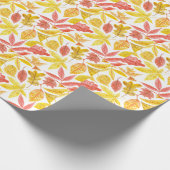 水彩紅葉、カラフルパターン。 ラッピングペーパー (角)