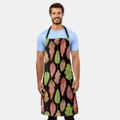 水彩紅葉：シームレスパターン エプロン (着用した状態)