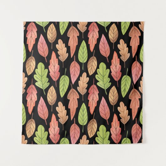 水彩紅葉：シームレスパターン タペストリー (正面)