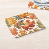 水彩紅葉 スクエアペーパーコースター (アングル)