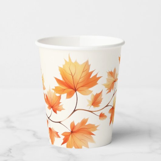 水彩紅葉 紙コップ (左)