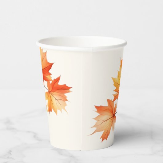 水彩紅葉 紙コップ (右)