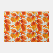 水彩紅葉-鮮やか秋の葉 ドアマット (正面)