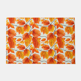 水彩紅葉-鮮やか秋の葉 ドアマット