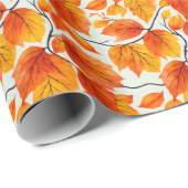 水彩紅葉-鮮やか秋の葉 ラッピングペーパー (ロールコーナー)