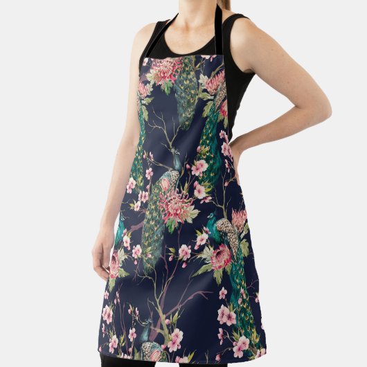 水彩紋様孔雀 エプロン (インサイチュ)