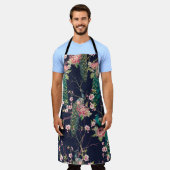 水彩紋様孔雀 エプロン (着用した状態)
