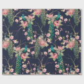 水彩紋様孔雀 ラッピングペーパー (フラット)