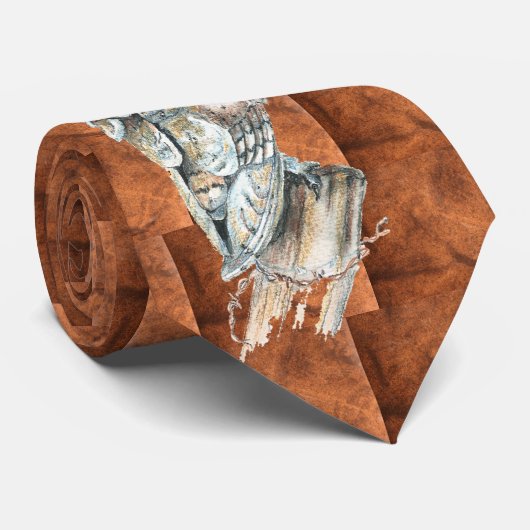 水彩納屋フクロウ鳥獣自然アート ネクタイ (ロール)