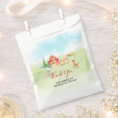 水彩納屋周囲の庭と家畜ありがとう フェイバーバッグ (クリップ留めされた状態)