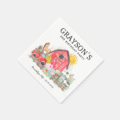 水彩納屋周囲の庭動物キッズファーム誕生日 スタンダードカクテルナプキン (角)