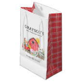 水彩納屋周囲の庭動物キッズファーム誕生日 スモールペーパーバッグ (正面アングル)