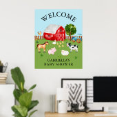 水彩納屋周囲の庭動物赤ちゃんシャワーポスター ポスター (ホームオフィス)