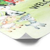 水彩納屋周囲の庭及び農畜動物子供の誕生日 ポスター (角)