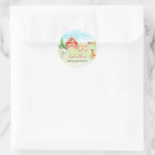 水彩納屋周囲の庭及び農畜動物子供の誕生日 ラウンドシール (バッグ)