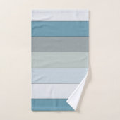 水彩紙にブルーとグレーのストライプ バスタオルセット (ハンドタオル)