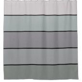 水彩紙に黒いストライプを付けたグレーグリーン シャワーカーテン (正面)