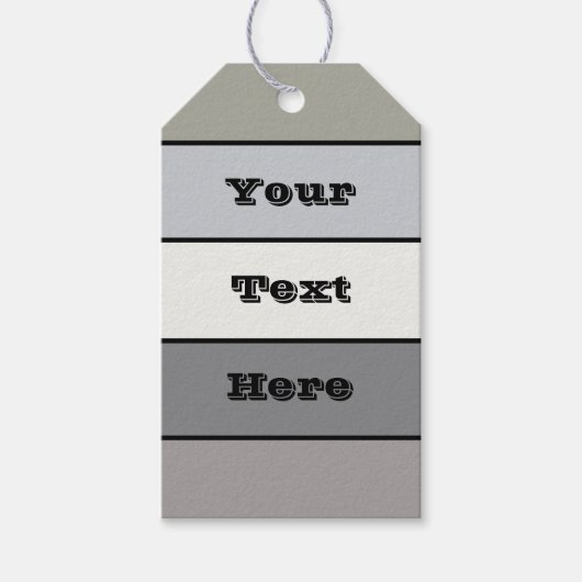 水彩紙に黒いストライプ色調の灰色の色調 ギフトタグ (正面)